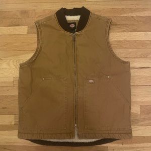 Stonewashed Duck High Pile Fleece Lined Vest, Stonewashed Brown Duck, Size M